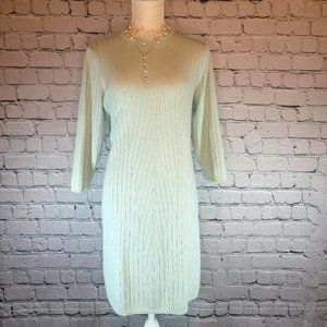 MINT BLUE TEXTURED SWEATER-KNIT BODYCON DRESS